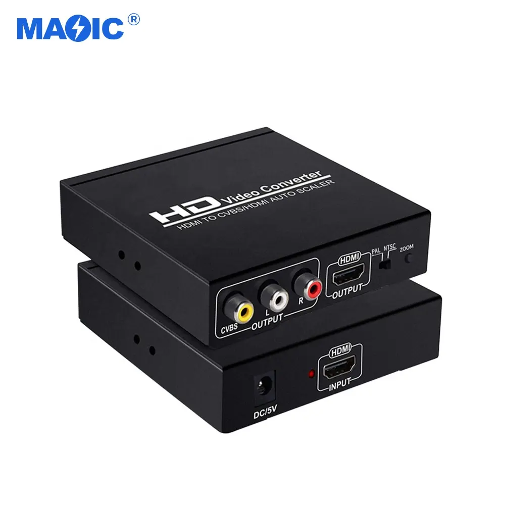 HDMI إلى CVBS RCA/AV + HDMI Scaler AUTO P P 60hz محول فيديو لجهاز توب بوكس بال/NTSC DC5V