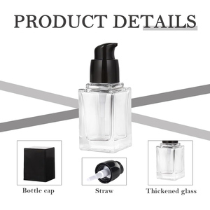 Nouvelle Bouteille Cosmétique Carrée en Verre Dépoli de 30 ml, Gravée à l'Acide, Personnalisable, avec Pompe Pulvérisatrice pour Fond de Teint Liquide et Émulsion Scellée - Product Image 3