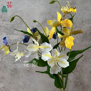 Orquídeas Iris de EVA con 3 Cabezas, Flores de Seda para Decoración de Pasillos de Boda, Decoraciones Artificiales para Paredes Florales - Product Image 3