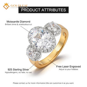 Bague de Fiançailles Ovale Ronde Personnalisée en Argent 925 Plaqué Or avec Moissanite pour Femme – Offre Spéciale - Product Image 2