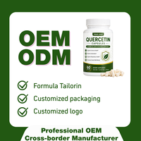 Capsules végétales de Quercétine 500mg en vrac, marque privée ODM OEM, flavonoïde naturel, antioxydant, complément pour la santé respiratoire