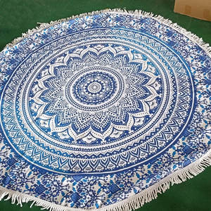 Muestra Gratuita, Toalla de Playa Redonda Personalizada con Impresión, de Microfibra y Algodón, de Secado Rápido, Absorbente, Suave, Antiarena, con Borlas - Product Image 6