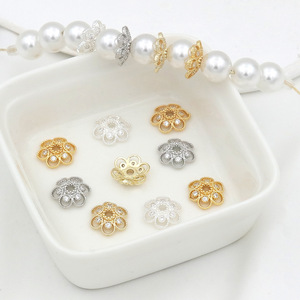 Color-preserving, zircon-inlaid flower holder, flower spacer, <b>copper</b> plated with 18K real gold, DIY beaded <b>bracelet</b>/necklace, - Product Image 4