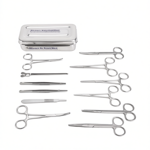 JACKBILLY Kit d'instruments chirurgicaux de base de haute qualité, 13 pièces, pinces, ciseaux, porte-aiguilles, outils en acier inoxydable, manuel CE - Product Image 1