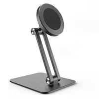 Support de téléphone universel pour bureau, support en alliage d'aluminium, support magnétique pliable et réglable pour table avec base antidérapante