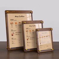 Présentoir personnalisé de couleur bois naturel de bureau avec base en bois panneau publicitaire menu affichage panneau d'affichage