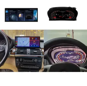 Panel instrumen RPM cluster Digital, navigasi mobil ultra-tipis layar 12.3 "Android untuk BMW X5 X6 E70 E71 2007- 2010 +