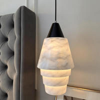 Luminaire suspendu LED cylindrique moderne et minimaliste en verre alabastre noir et or, à intensité variable, idéal pour salle à manger et chambre à coucher, directement de l'usine