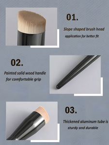Single Black Slanted Foundation Contour Brush Double Sided Nylon Hair Professional Travel Face <b>Makeup</b> <b>Tool</b> - Product Image 4