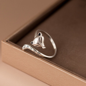 Anello Vintage alla Moda in Argento Sterling 925, Anello Aperto Regolabile con <span class=keywords><strong>Volpe</strong></span> Retrò, Gioiello Carino per Donna - Product Image 3