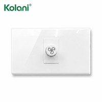 Régulateur de vitesse de ventilateur mural encastré 120 avec bouton de commande progressif et panneau PC blanc brillant, 16A 250V pour appartement et hôtel
