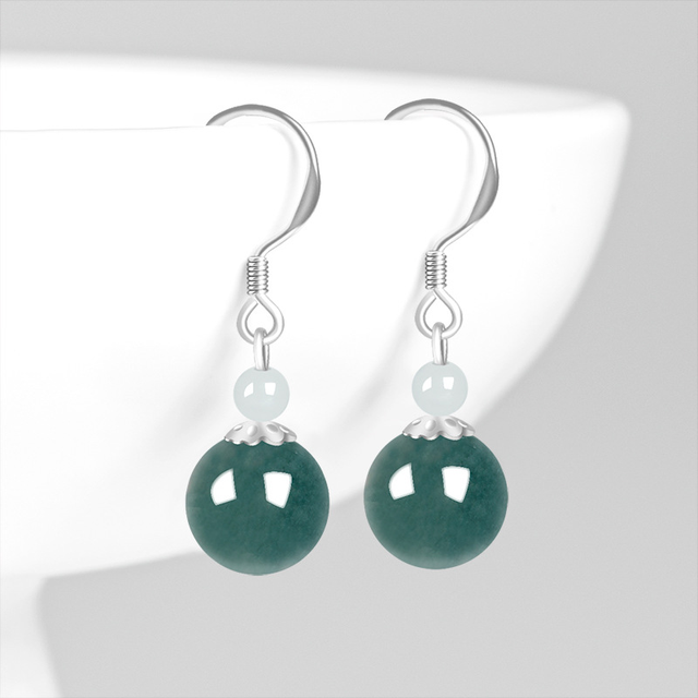 Beaded Blue Jade Earring Jade Drop Earrings Myanmar Jadeite Genuine with Certificate High-quality Healing Jade Charm for Women