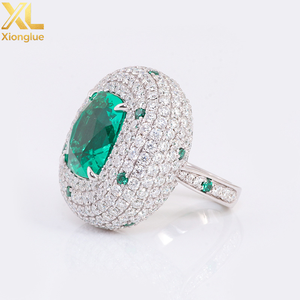 Luxury Unisex Full Moissanite Diamond Hip Hop <b>Rings</b> 10K Gold 18K Gold Plated <b>Emerald</b> <b>Man</b> Made Diamond <b>Ring</b> - Product Image 2