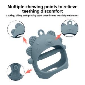 Mordedor de Silicona de Grado Alimenticio con Forma de Mapache, Juguete Suave <span class=keywords><strong>para</strong></span> Bebés de 0 a 24 Meses, Nuevo y Más Vendido de NH - Product Image 4