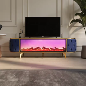 暖炉付きのモダンなホームミラーメディアコンソールミラーTVスタンド - Product Image 1