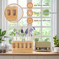 Station de propagation de plantes personnalisée, lumière LED à 9 niveaux de luminosité réglable, 5 vases en verre pour tubes à essai, design moderne, écologique, fait main