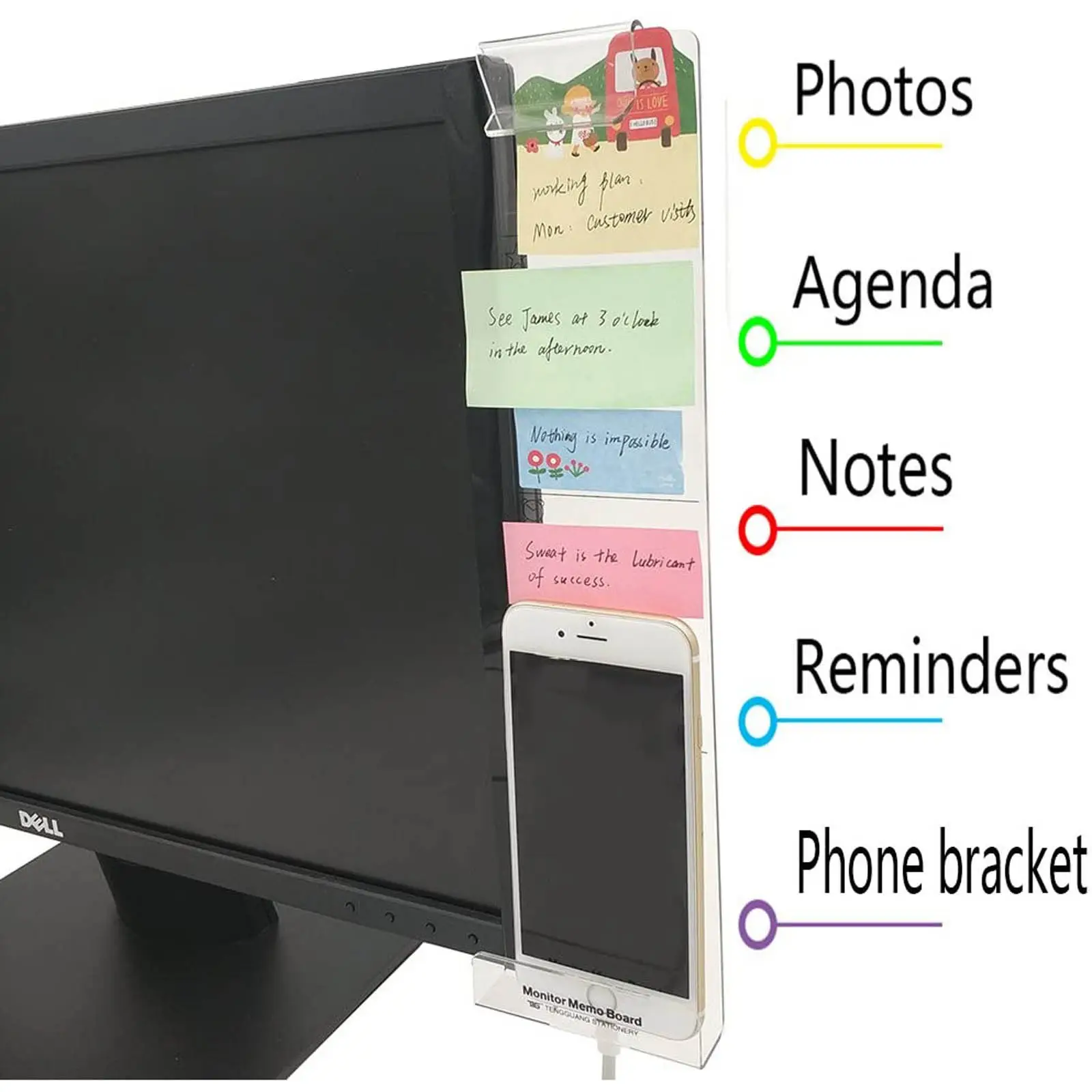 Message Memo Pc Screen Computer Monitors Side Panel Planner Writing Record Message Board Remind Office Accessories