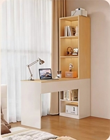 Ensemble de bureau d'angle moderne en bois avec étagère de rangement ; Meuble de rangement multifonctionnel pour chambre à coucher, design minimaliste