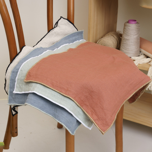 <span class=keywords><strong>Housse</strong></span> de coussin en lin pur 100% avec bordure double piping de couleur unie, design personnalisé, fermeture éclair - Product Image 1