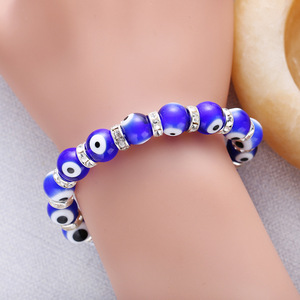 Pulsera de cristal azul hecha a mano para hombre, pulsera de cristal turco contra el mal de ojo - Product Image 6