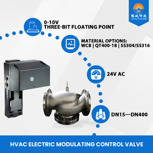 วาล์วควบคุมแรงดันน้ำไฟฟ้า24V DN15-DN400 3000N AC สำหรับควบคุมความชื้น - Product Image 2