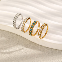 Nouvelle conception, bijoux en acier inoxydable, tendance, luxueux, simple, bague plaquée or 18 carats, œil de cheval, zircon coloré