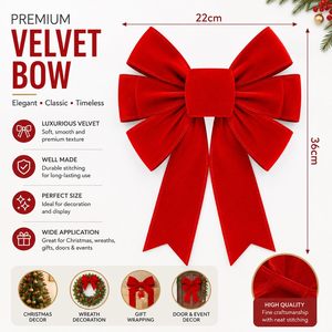 <span class=keywords><strong>Fiocco</strong></span> Natalizio MSD Premium Personalizzato Extra Large in <span class=keywords><strong>Velluto</strong></span> Rosso per Albero, Ghirlanda, Porta, Regalo, Decorazione Festiva - Product Image 1