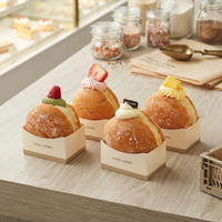 Boîte en papier personnalisée pour petit-déjeuner, pain, dessert, sandwich, œuf émietté, hamburger, bagel, beignet, avec support pour pain grillé épais