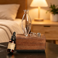 Diffuseur d'huiles essentielles sans eau en bois massif, machine d'aromathérapie à froid pour la maison, brume froide LED, style français