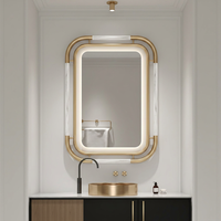 Miroir de salle de bain rond en acier inoxydable, miroir décoratif de vanité mural, résistant à l'eau, pour spa et salle de poudre
