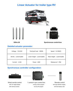 Attuatore Lineare Telescopico 12V 24V per Tetto Camper, Accessori per Camper, Sistema di Sollevamento Tetto per Roulotte - Product Image 5