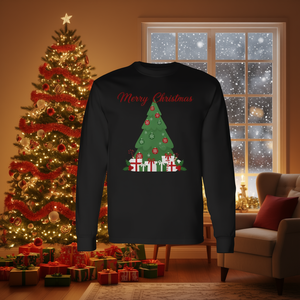 T-shirt à manches longues Merry Christmas avec motif d'arbre de Noël, taille adulte unisexe - Product Image 3
