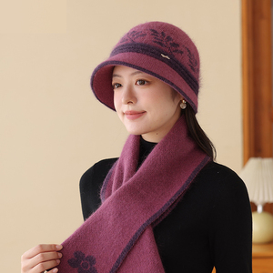 Chapeau en laine pour maman en hiver, chapeau tricoté chaud doublé de polaire pour femmes d'âge moyen et âgées, coupe-vent et protection contre le froid - Product Image 2