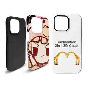 Sublimasi casing ponsel, pelindung telepon genggam lapis TPU + polikarbonat 2 dalam 1 kuat Transfer panas untuk iPhone 14 13 12 Pro Max