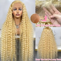 Perruque Lace Front HD 613 Cheveux Humains Vierges Pré-Pluckée Invisible avec Cuticules Alignées, Perruque Lace HD 613 Bouclée Kinky