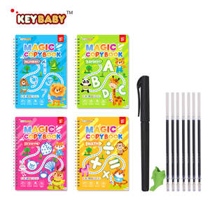 Pour 4 cahiers ABC personnalisés, réutilisables, reliés en spirale, couverture souple, avec impression gaufrée, écriture manuscrite, calligraphie, impression à rainures magiques Sank - Product Image 1