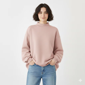 Sweat-shirt personnalisé à col montant en coton épais 100 % pour l'hiver, avec logo personnalisé sur le devant, col rond de haute qualité - Product Image 1