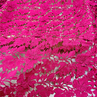 Dentelle de mariage en guipure/cordon fuchsia, tissu brodé