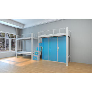 Dormitorio Hierro Acero Armario Habitación Barato Loft Escalera Niño Casa Almacenamiento Precio Metal Chica Adolescente Niños Litera Cama Con Escritorio - Product Image 4