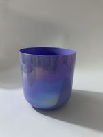 Bol chantant en cristal d'alchimie irisé bleu violet de 8 pouces, bol chantant en cristal de quartz pour la guérison sonore et l'équilibrage des chakras