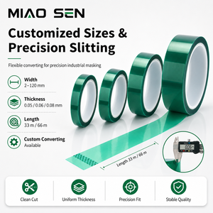 Cinta Adhesiva de Silicona de Alta Temperatura, de una Sola Cara, Sensible a <span class=keywords><strong>la</strong></span> Presión, Resistente al Calor, Grosor de 0.06 mm, <span class=keywords><strong>Película</strong></span> PET Verde Azul - Product Image 3