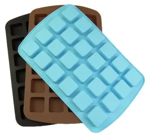 Moules à glaçons en Silicone de qualité alimentaire, 24 cavités carrées pour Dessert au chocolat, outils de cuisson B7-99