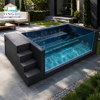 Piscine hors sol en fibre de verre, grand jacuzzi transparent pour extérieur résidentiel, modèle Elite Courtyard Soaking.