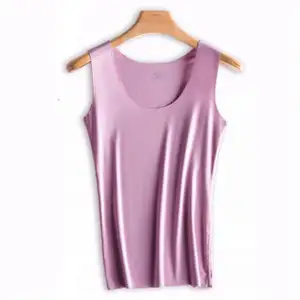 Ladies summer wear ice silk seamless slimming solid color sleeveless Women modal camisole lady tan tops S0534-01