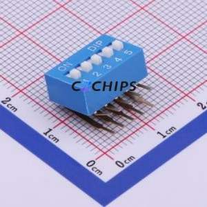 DA-05BP DIP Switch Through hole Component (THT) Switch Flat Toggle, Raised Type Single Pole Single Throw 5 2.54mm - Product Image 1