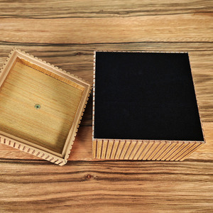 प्राकृतिक स्लेटेड बांस की लकड़ी के रखरखाव बॉक्स वर्ग घोंसले मेज के साथ मेज संगठन के लिए ऊर्ध्वाधर पट्टी बनावट के साथ - Product Image 5