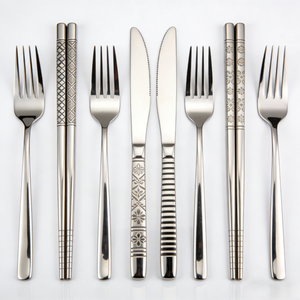 Ensemble de couverts de luxe en acier inoxydable de haute qualité, style occidental, vaisselle de table pour la maison, comprenant cuillère, fourchette et couteau - Product Image 1