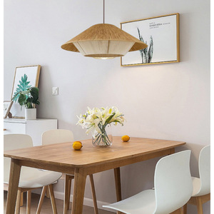 Lámpara colgante de bambú de estilo chino, redonda, E27, LED, de un solo cabezal, para casa de té, sala de estar Zen, restaurante, balcón - Product Image 5