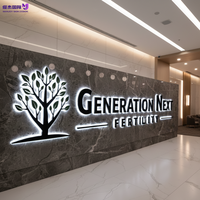 Enseigne murale rétroéclairée en acier inoxydable / Lettrage en acier inoxydable à éclairage arrière / Plaque murale métallique à halo lumineux 3D LED - Bâtiments / Magasins