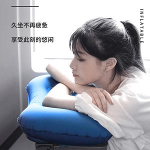 Oreiller gonflable de voyage oblong de 10 cm d'épaisseur, portable et pliable pour une utilisation en extérieur - Product Image 4